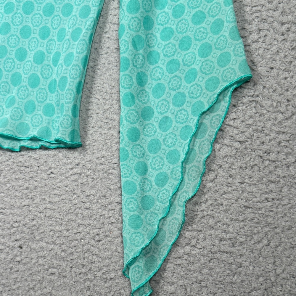 Asymmetric One-Shoulder Mint Green Blouse with Draped Sleeve - Picture 9 of 16